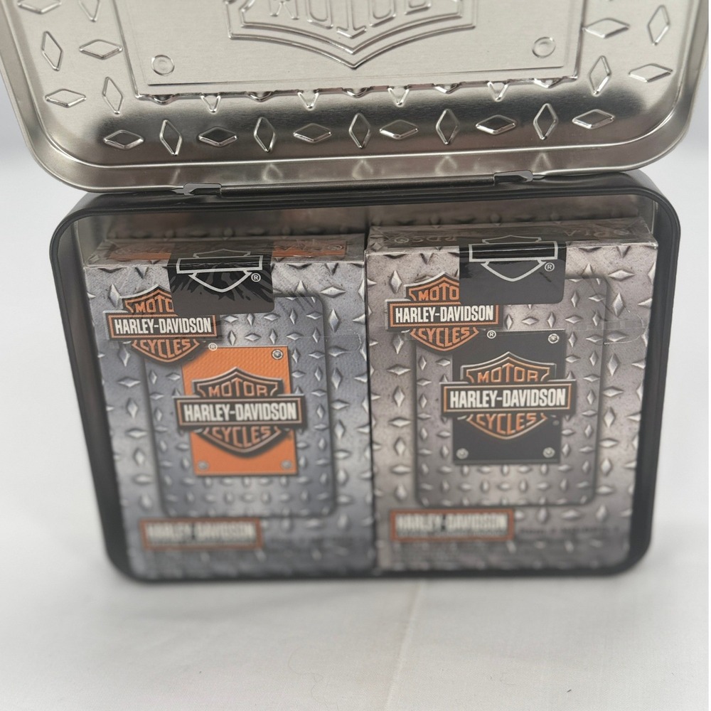 Harley-Davidson Double Deck Playing Cards in Collectible Diamond Plate Tin NEW - Picture 3 of 16